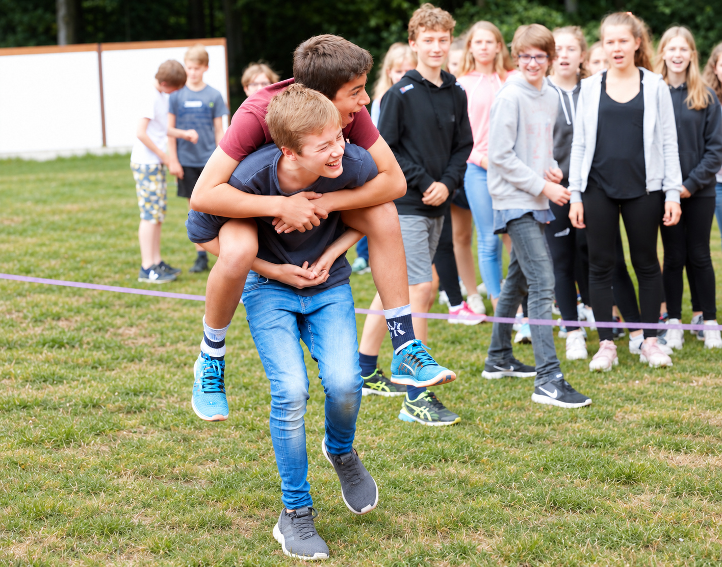 Halbportr�t eines Jungen beim klettern